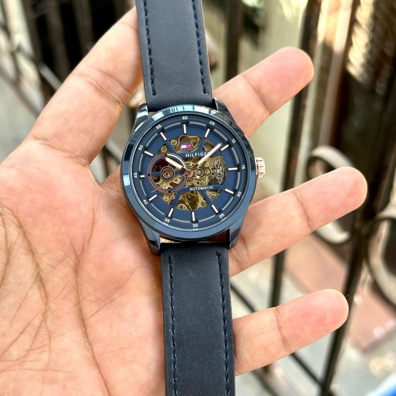 Tommy Hilfiger Blue Leather Automatic Watch
