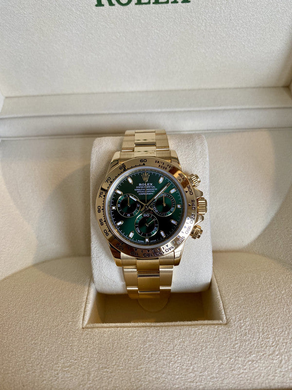 Rolex Daytona Gold Green MS Dhoni Metal Watch
