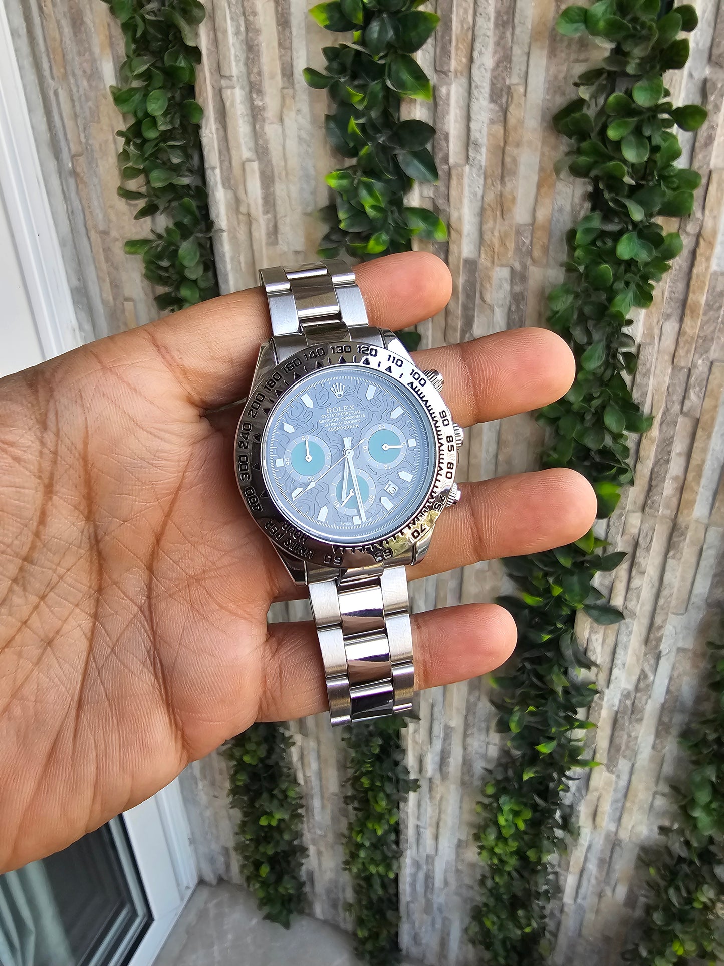 Rolex Daytona Silver Engraved Watch