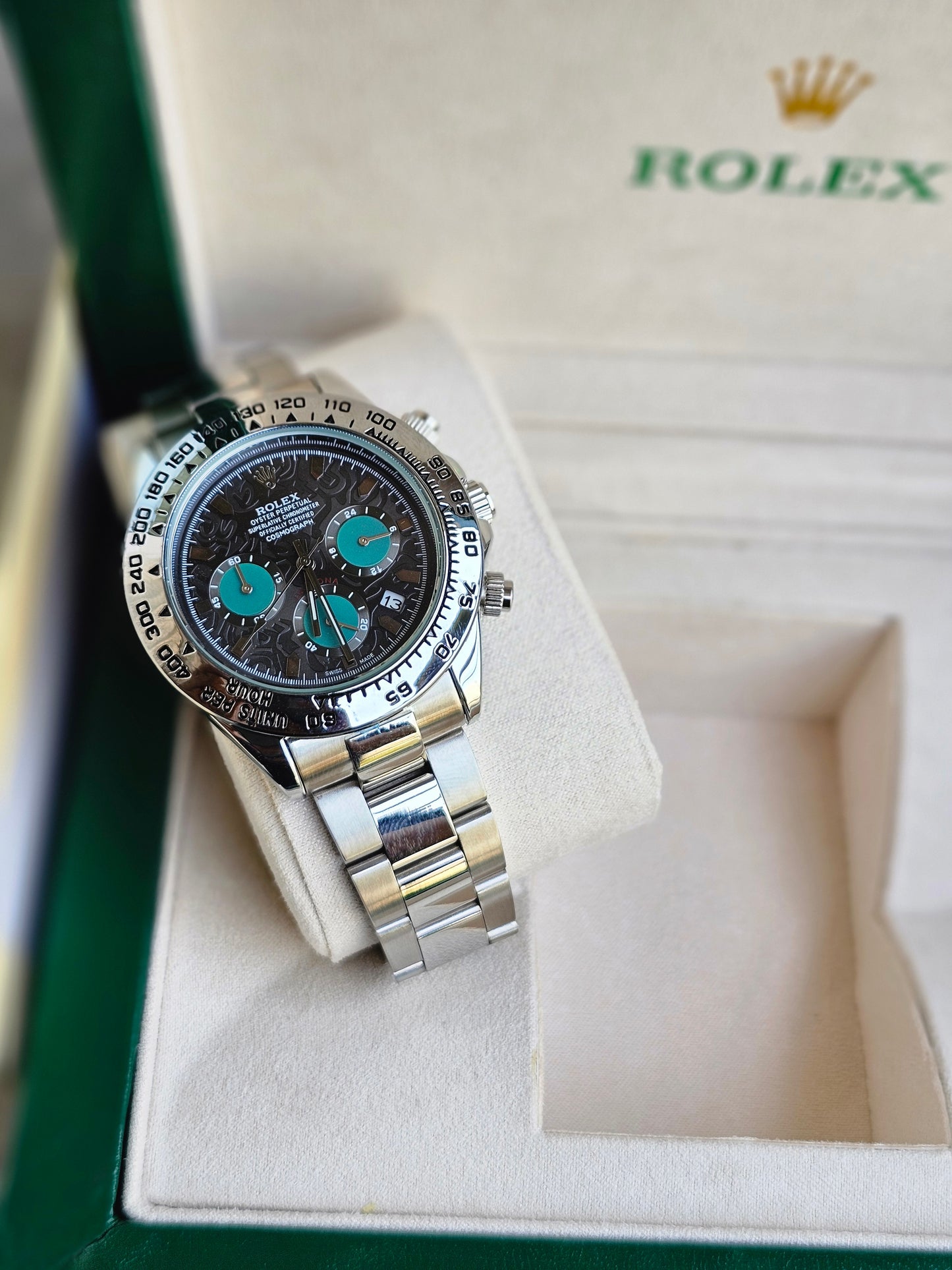 Rolex Daytona Silver Engraved Watch