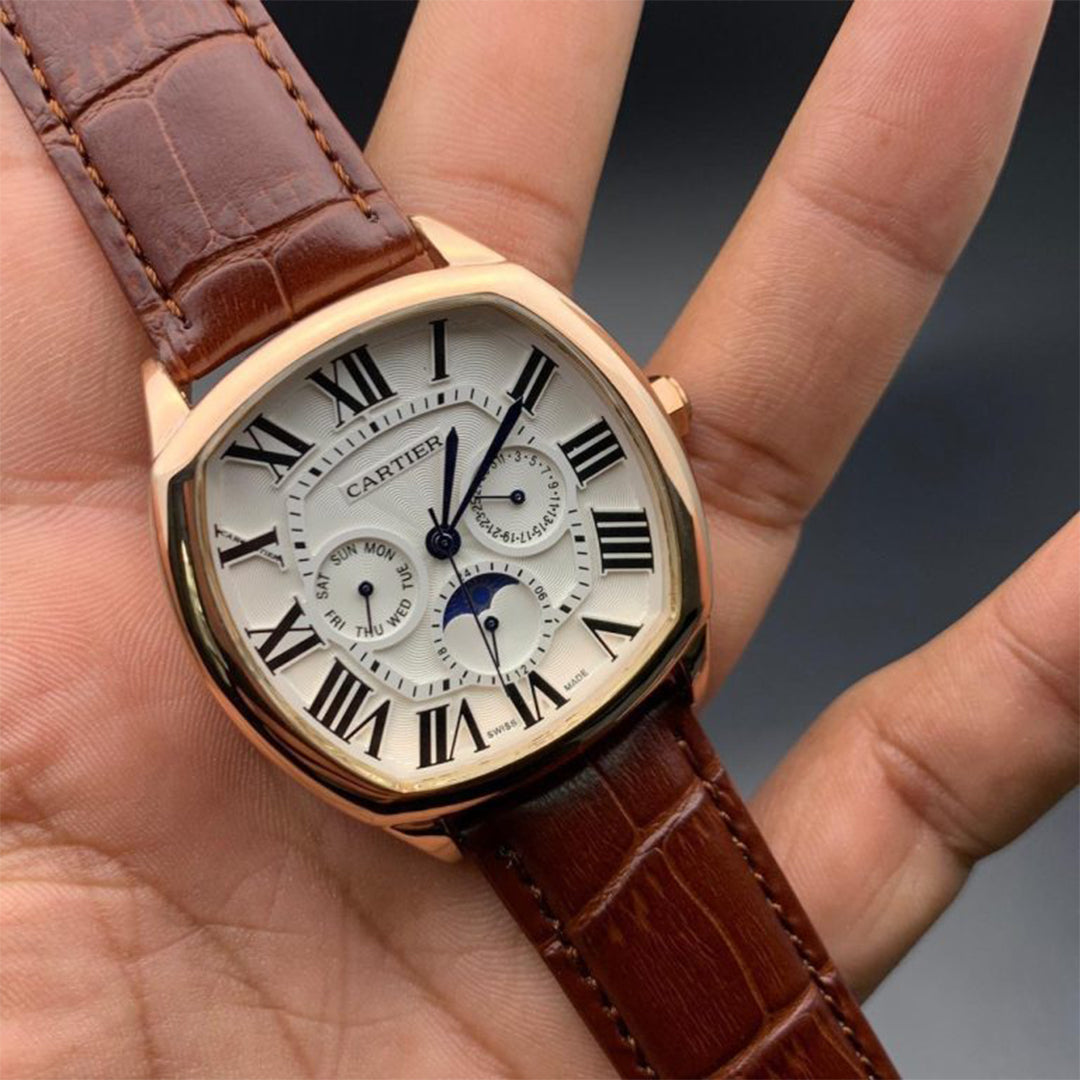 Cartier Leather Brown Automatic Watch A