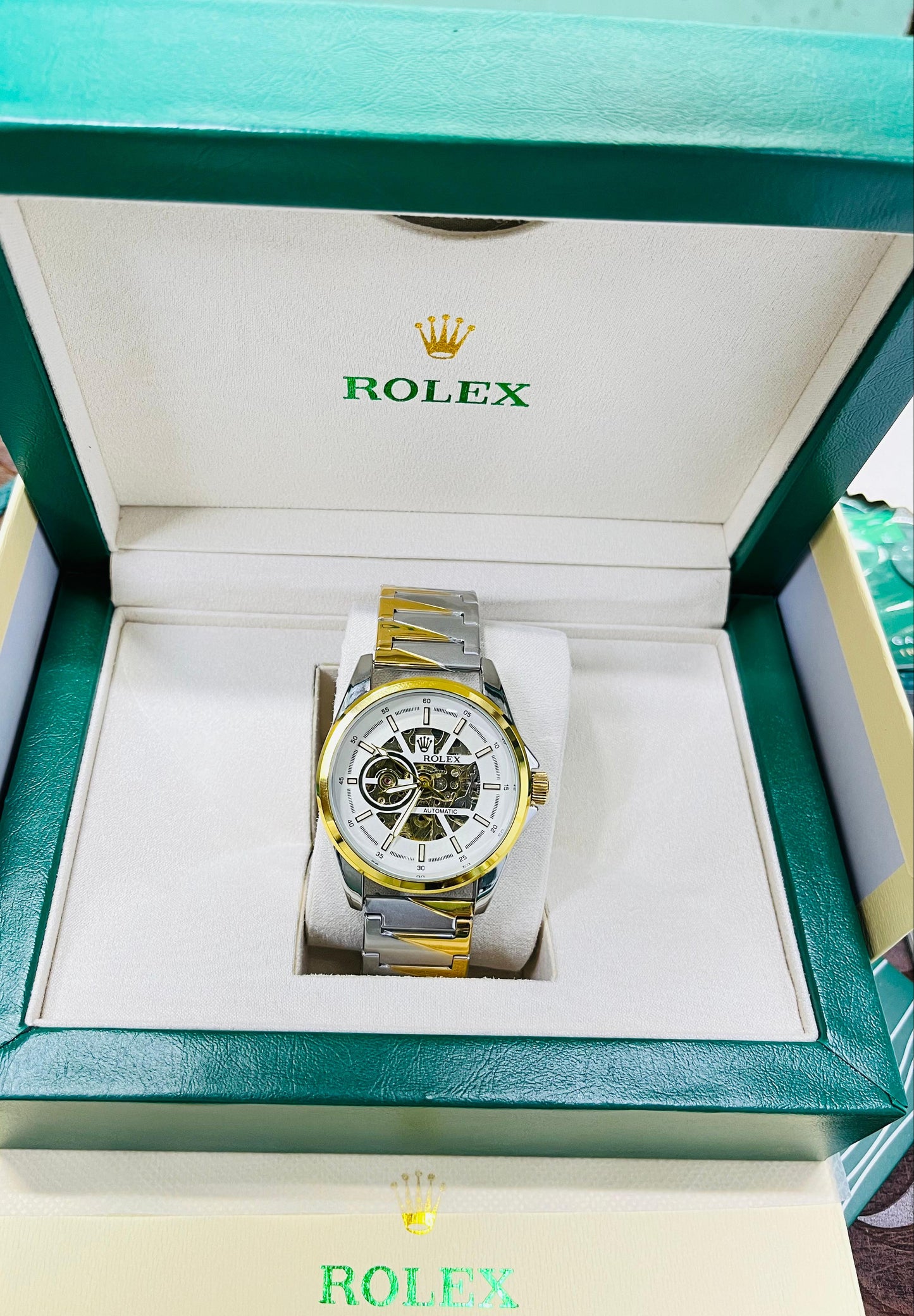 Rolex Dualtone Automatic Open Back Metal Watch