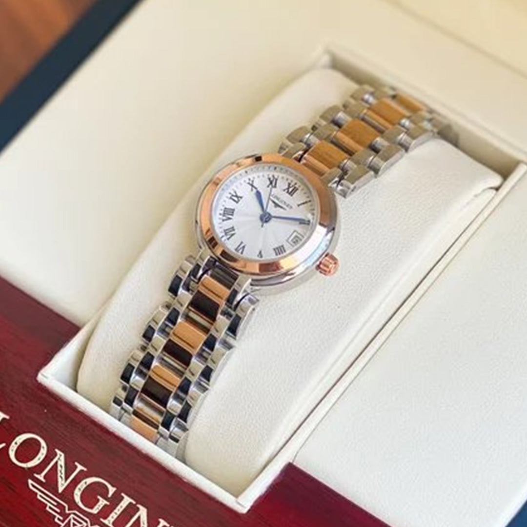 Longiness Silver dial Brown Leather strap Watch