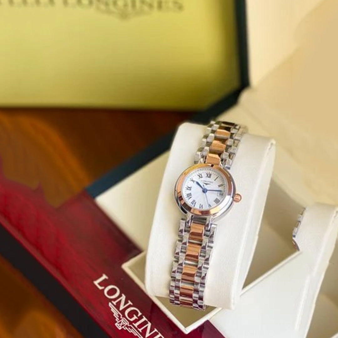 Longiness Silver dial Brown Leather strap Watch