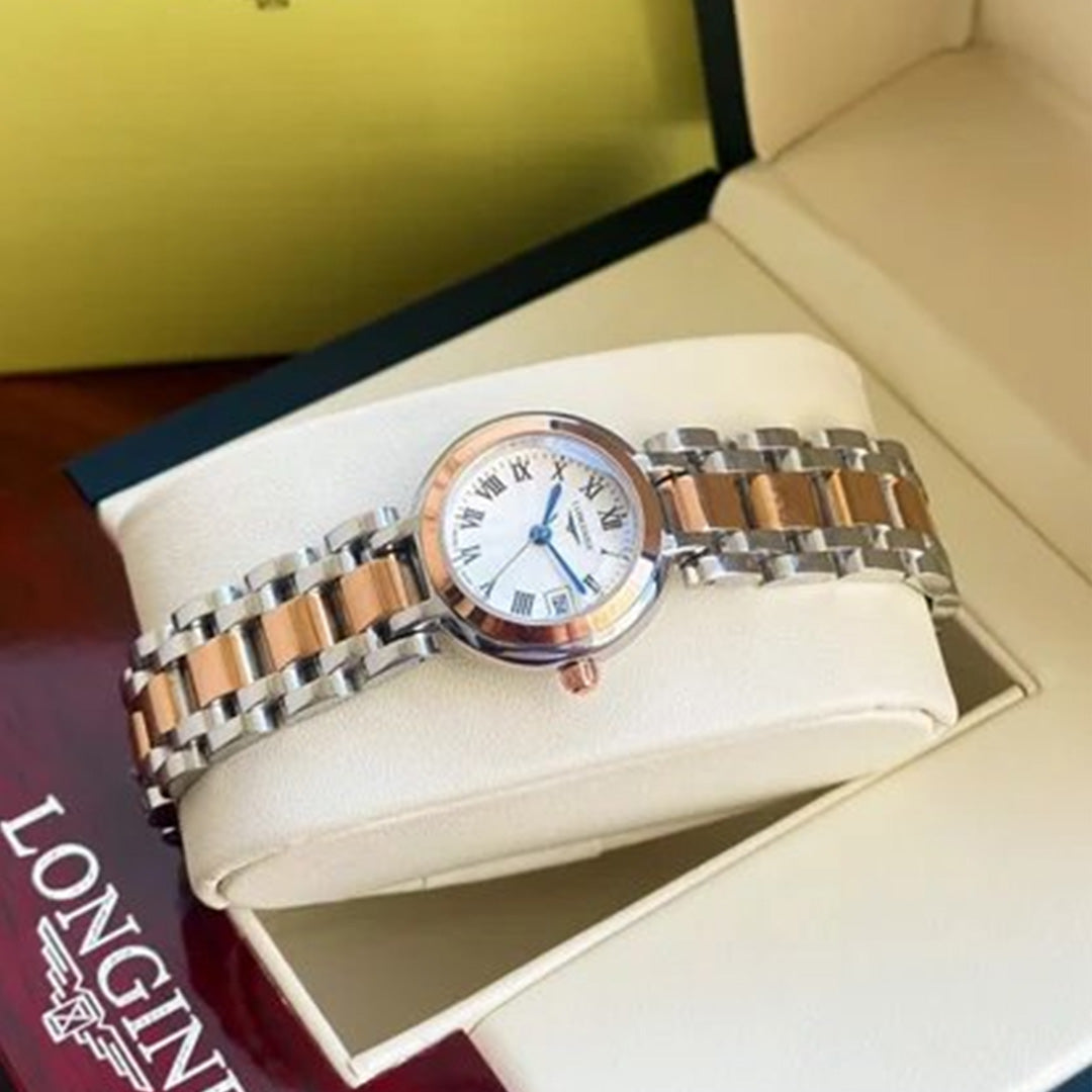 Longiness Silver dial Brown Leather strap Watch