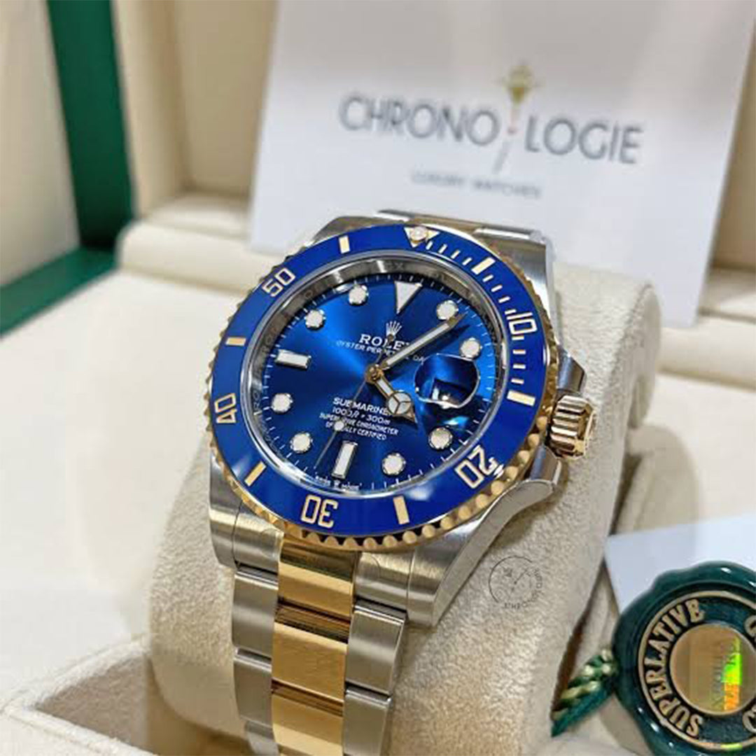 Rolex Submariner Silver Gold Blue Metal Watch