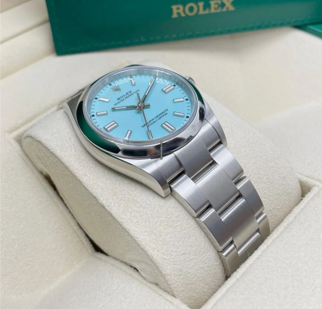 Rolex Tiffany Blue dial Silver metal Belt Watch M S Dhoni