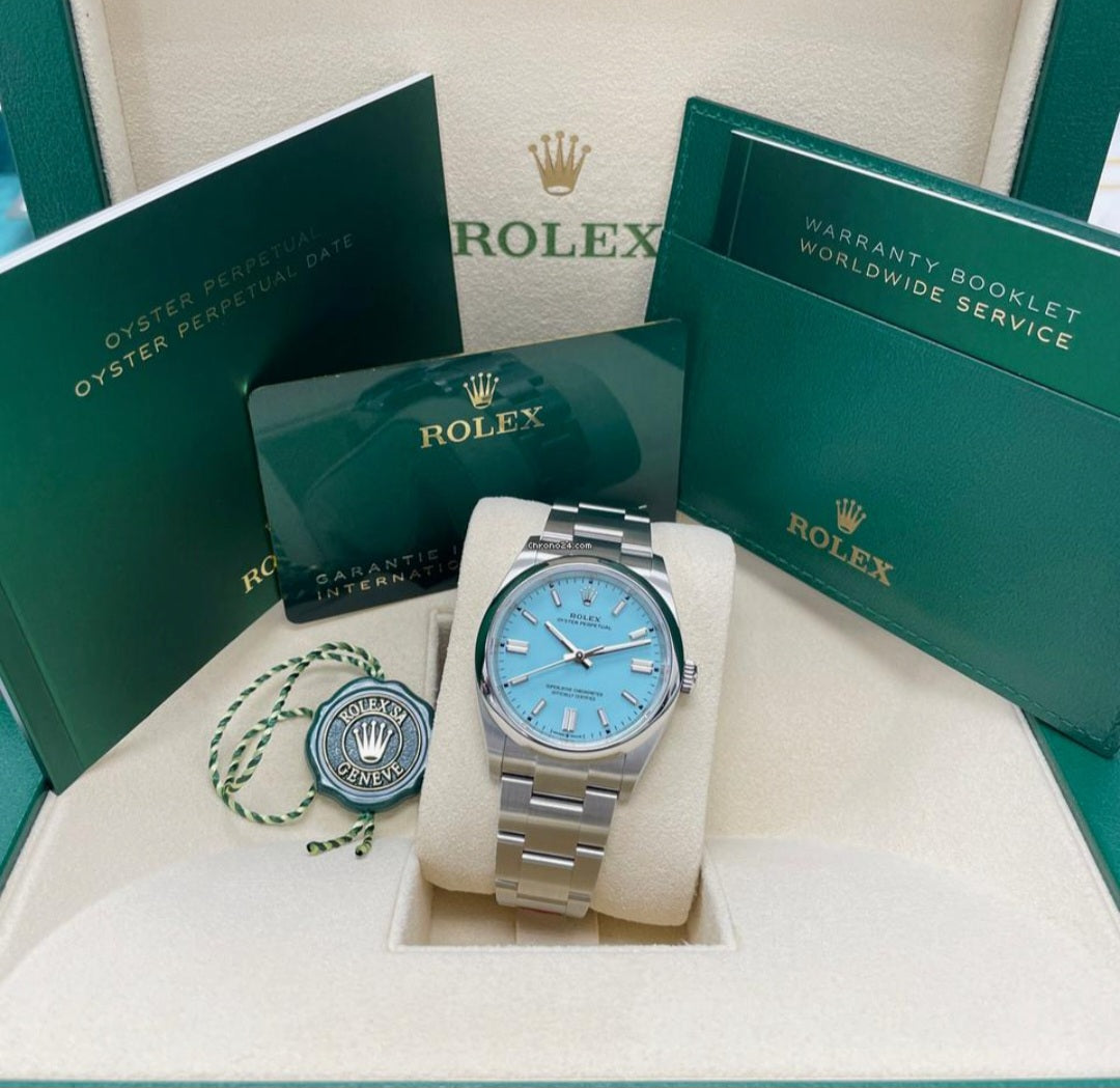 Rolex Tiffany Blue dial Silver metal Belt Watch M S Dhoni