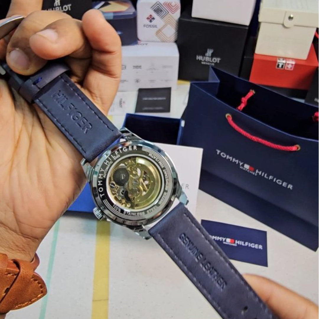 Tommy Hilfiger Blue Leather Automatic Watch