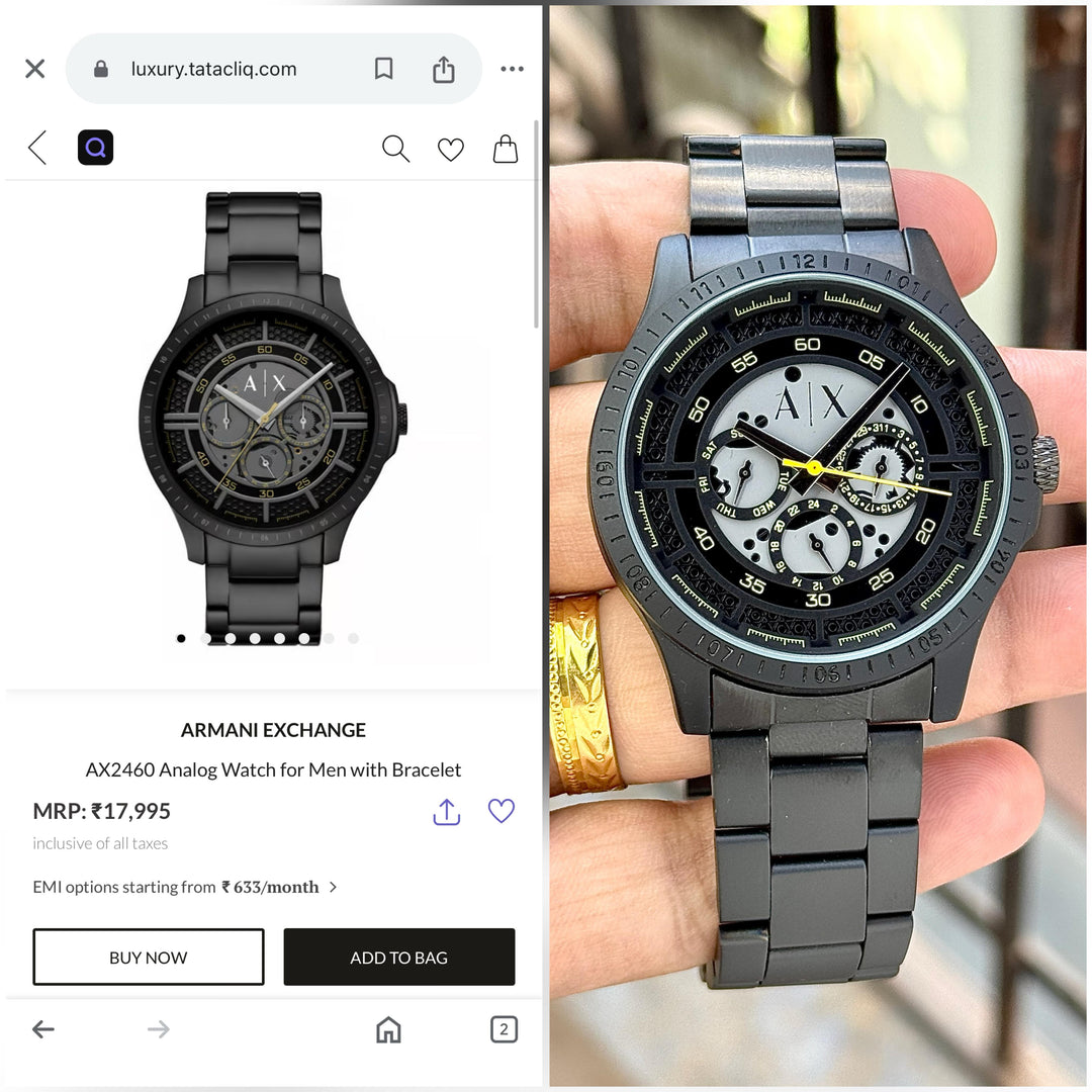 Armani Exchange Stainless Steel black Automatic Metal watch