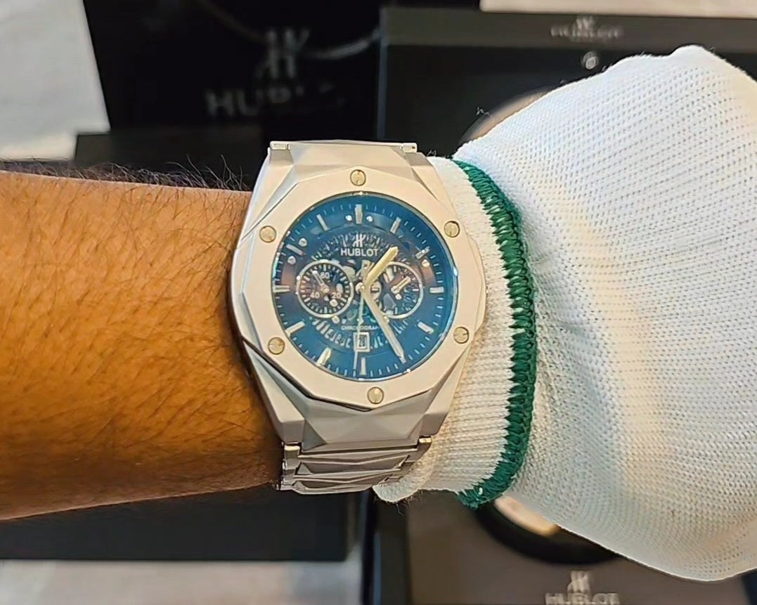 Hublot Stainless steel Diamond cut skeleton watch