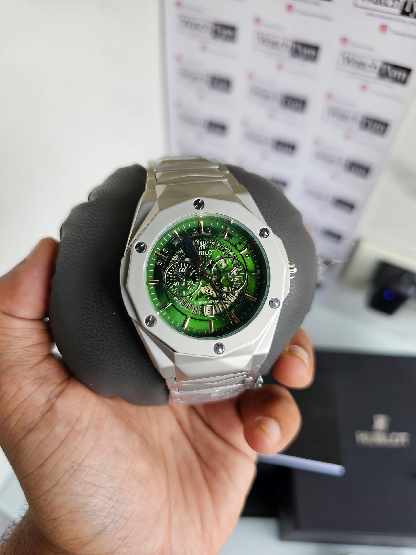 Hublot Stainless steel Diamond cut skeleton watch