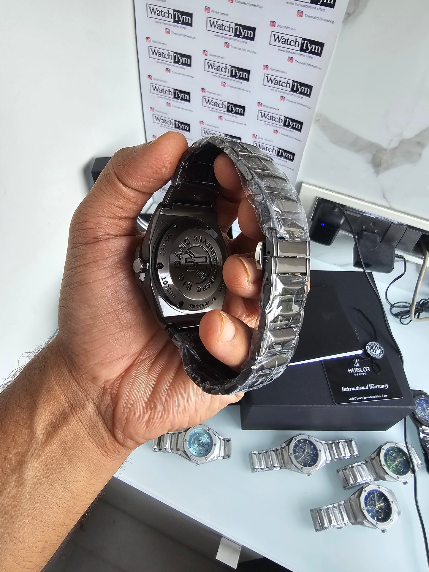 Hublot Stainless steel Diamond cut skeleton watch