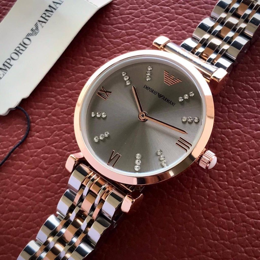 Armani Dualtone Grey Dial Ladies Watch