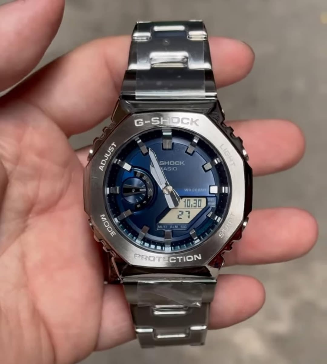 G SHOCK 2100 D SILVER BLUE DIAL WATCH