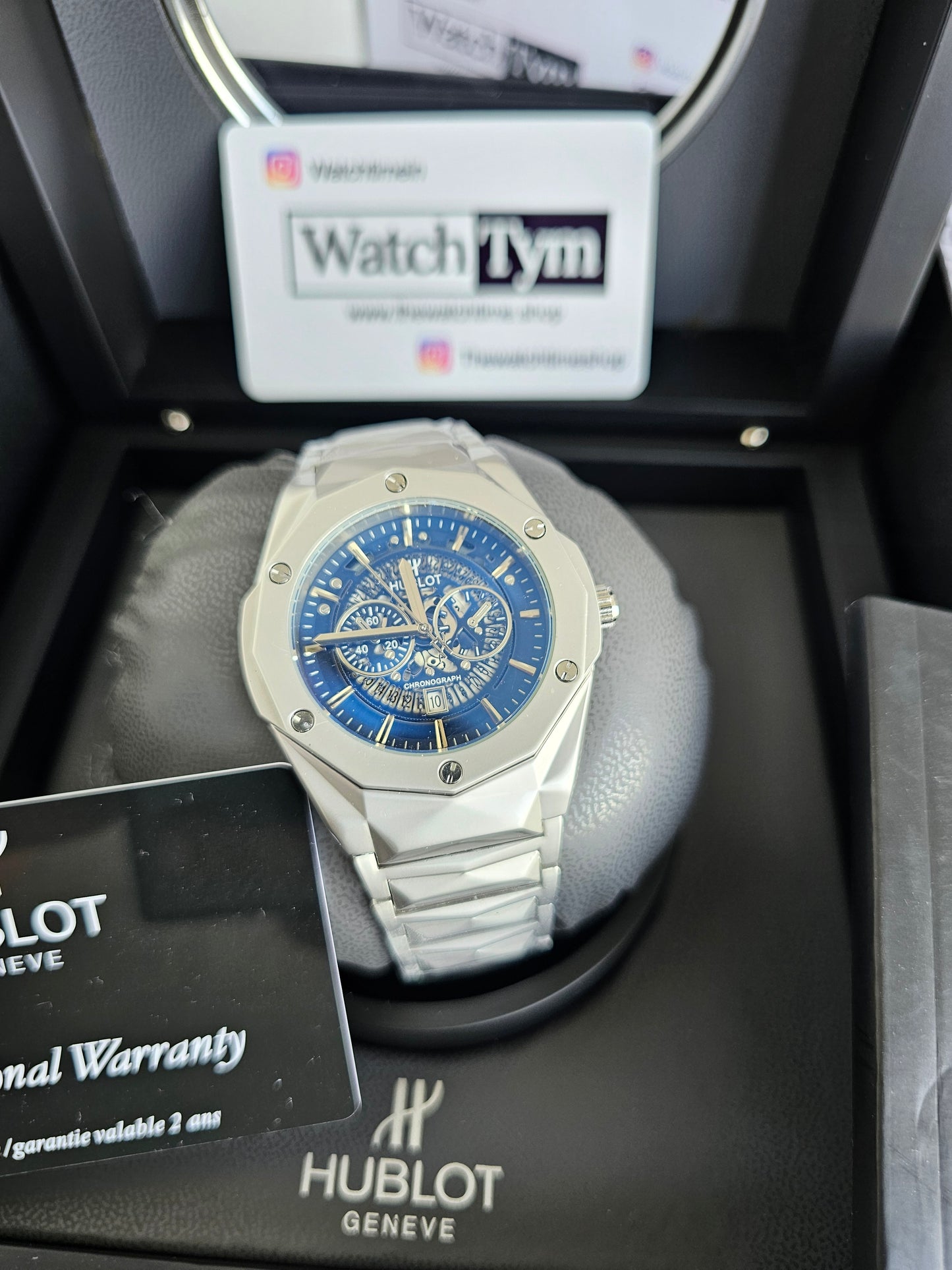 Hublot Stainless steel Diamond cut skeleton watch