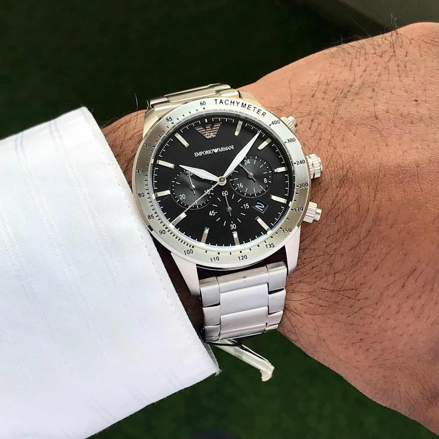 Armani Stainless Steel silver Chronograph Metal watch
