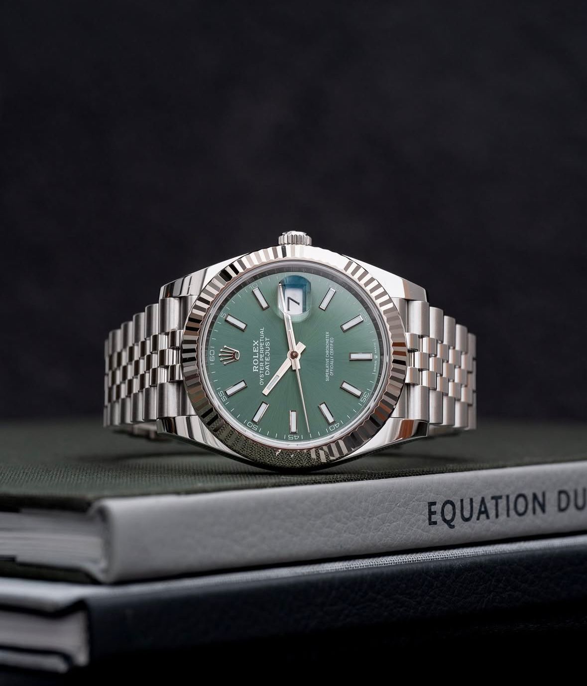 Rolex Datejust Silver Green Metal Watch