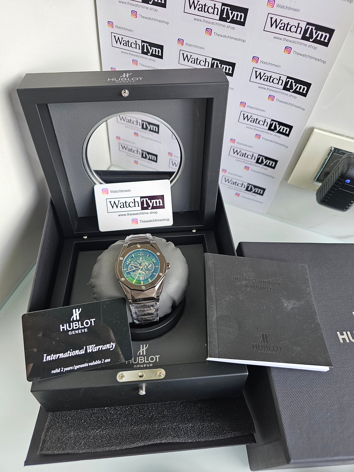 Hublot Stainless steel Diamond cut skeleton watch