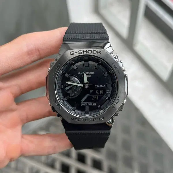 G-shock Gm 2100 Stainless Steel Black Dial Black Strap Watch