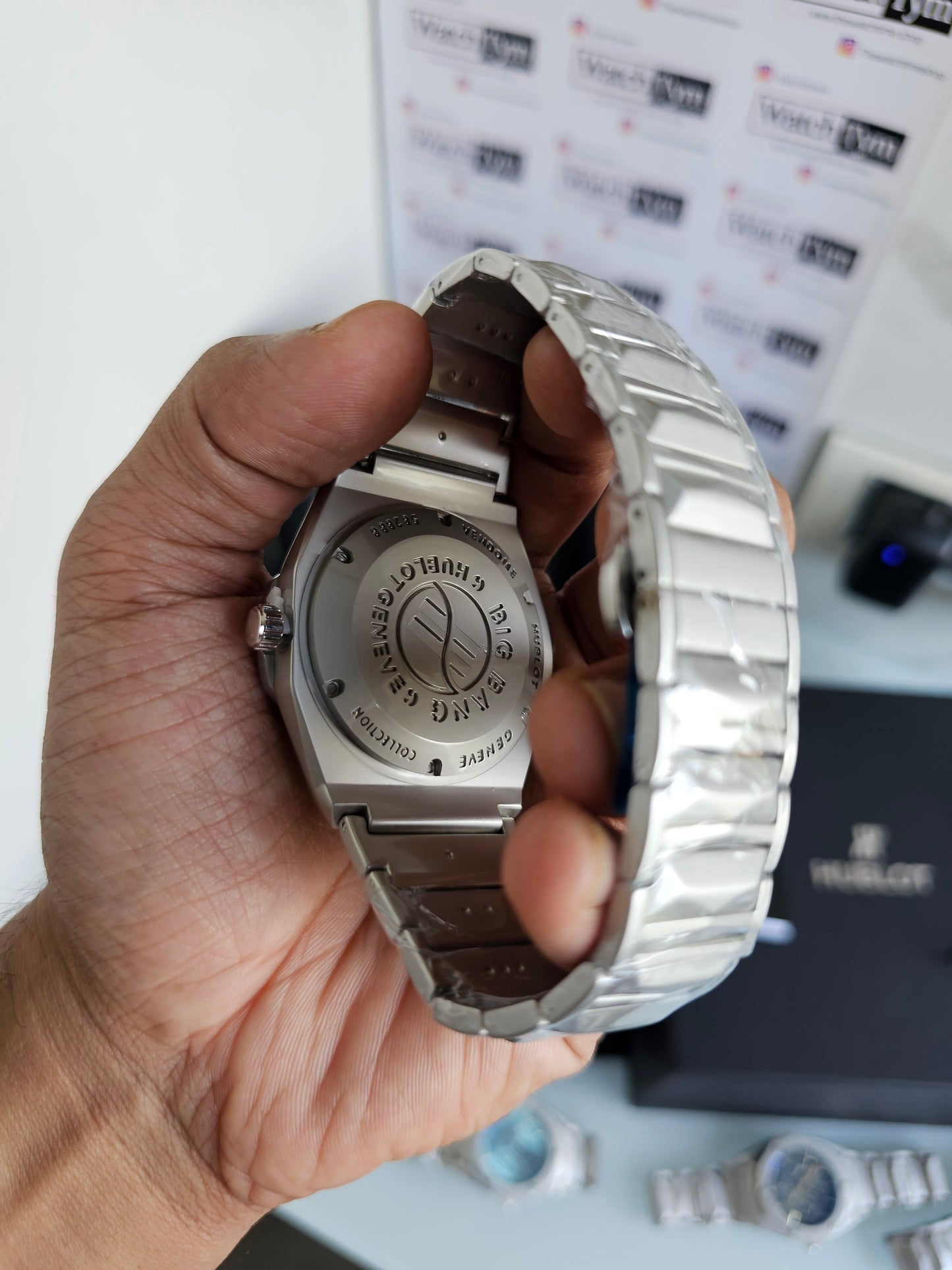 Hublot Stainless steel Diamond cut skeleton watch