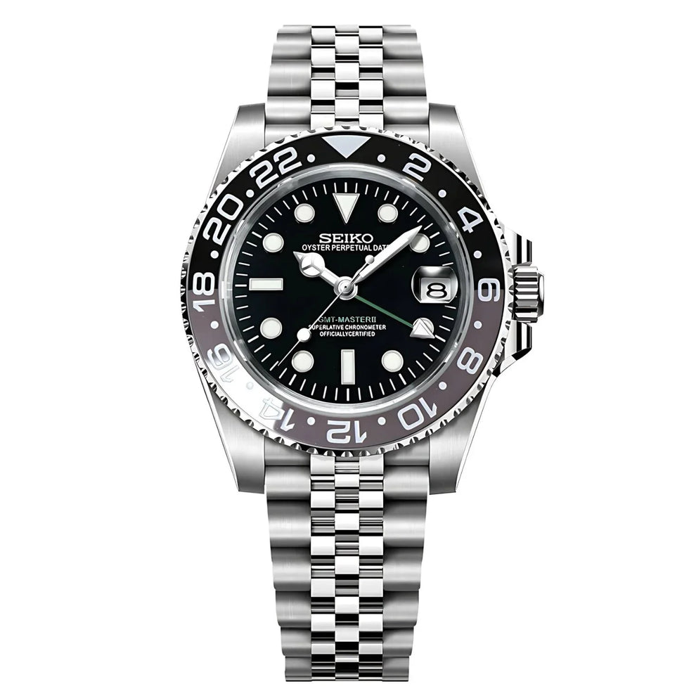 Seiko GMT master 2 stainless steel watch