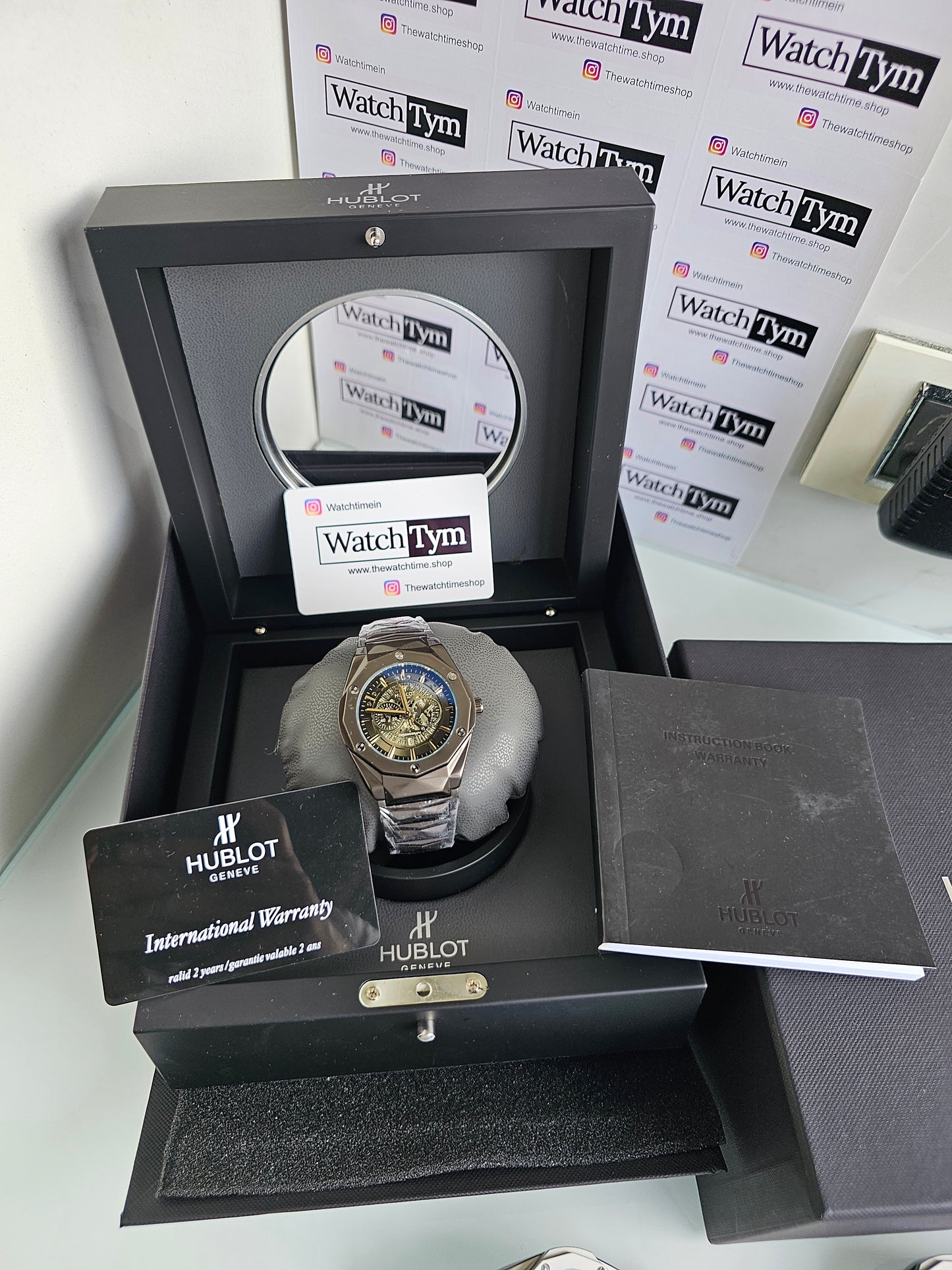 Hublot Stainless steel Diamond cut skeleton watch