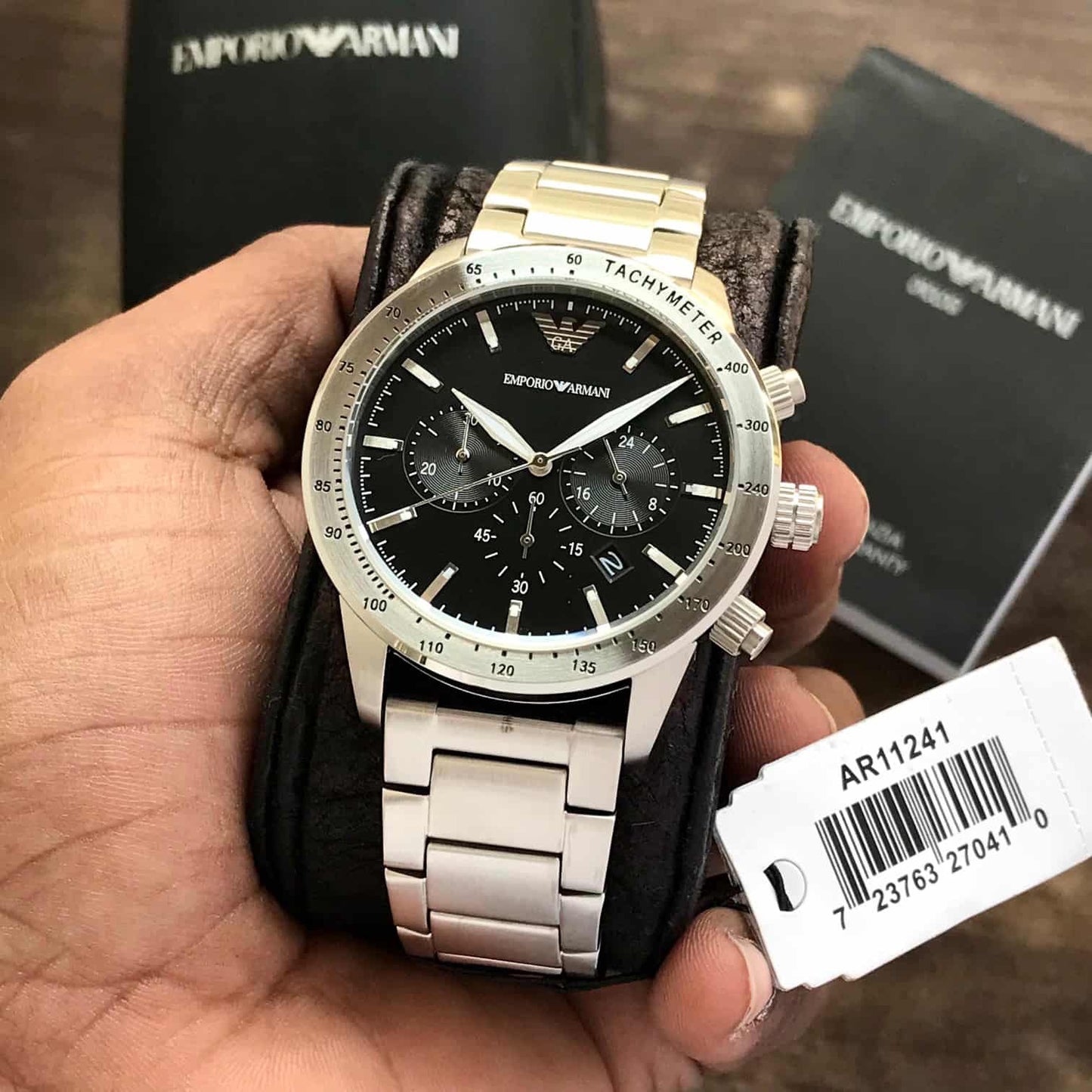 Armani Stainless Steel silver Chronograph Metal watch