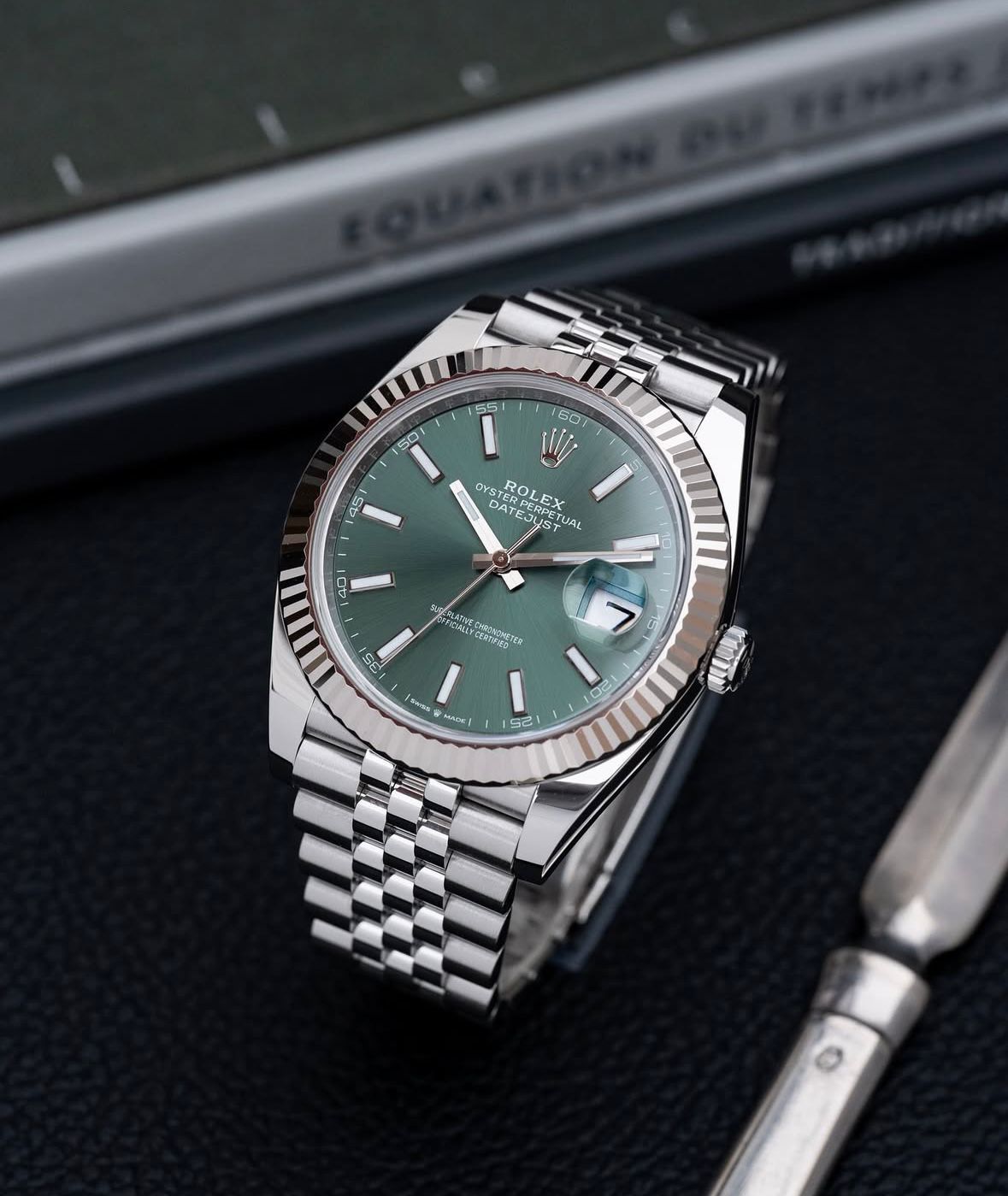 Rolex Datejust Silver Green Metal Watch