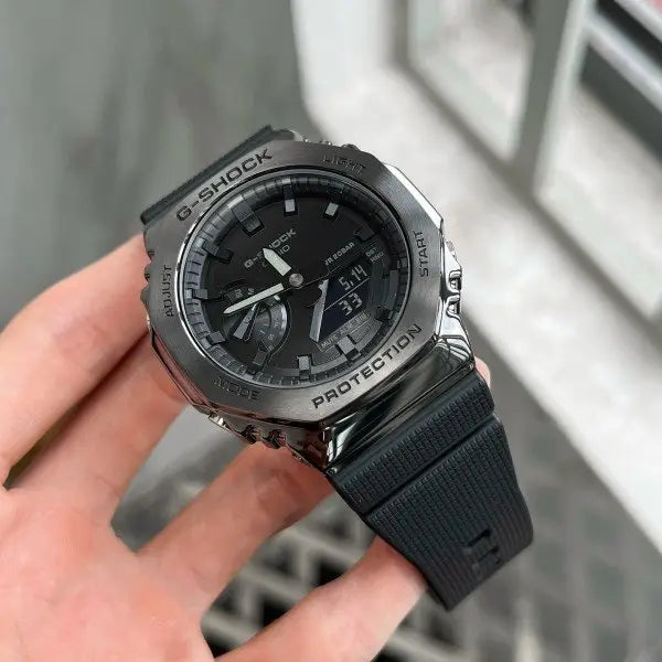 G-shock Gm 2100 Stainless Steel Black Dial Black Strap Watch
