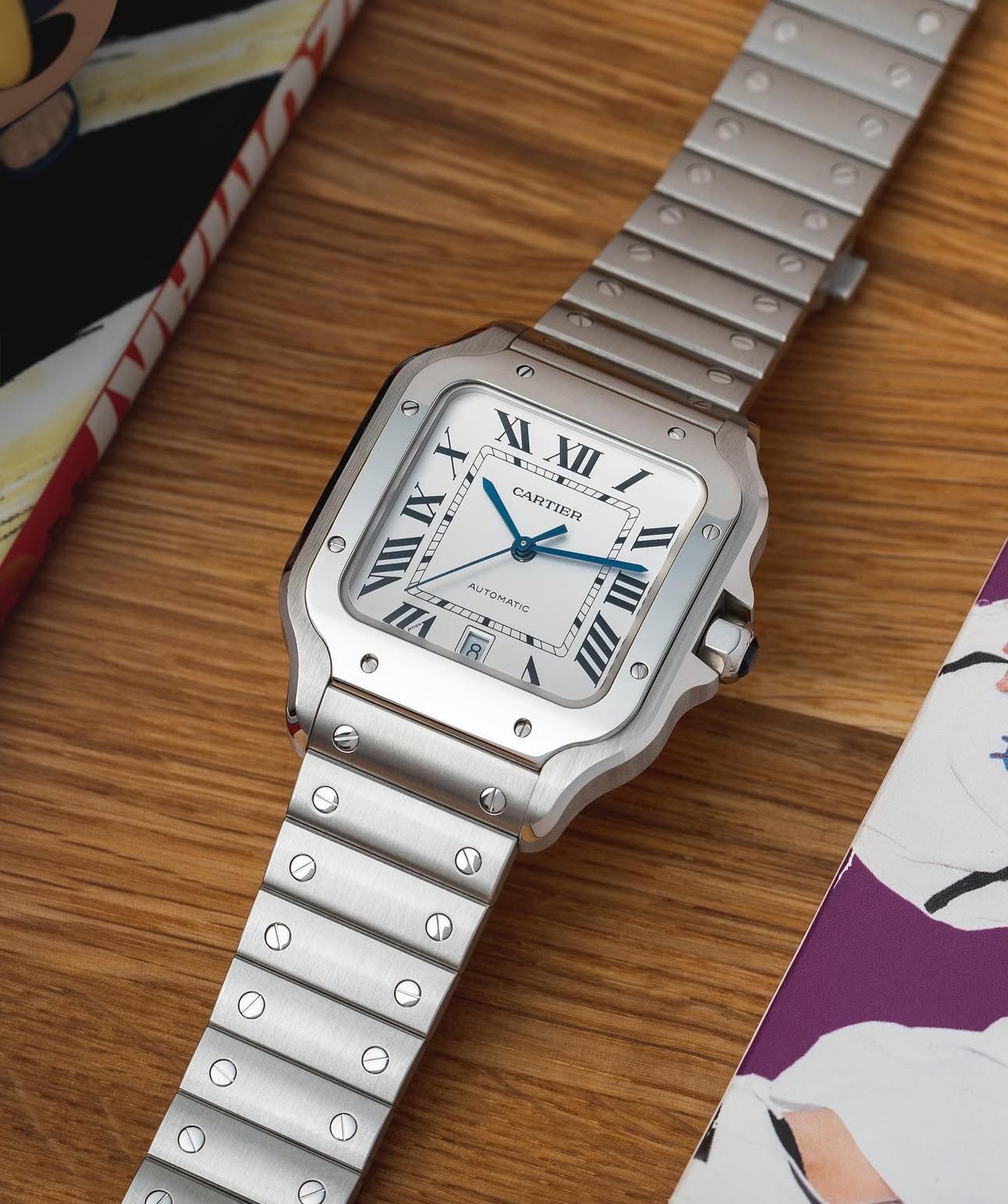 CARTIER SANTOS STAINLESS STEEL AUTOMATIC WATCH