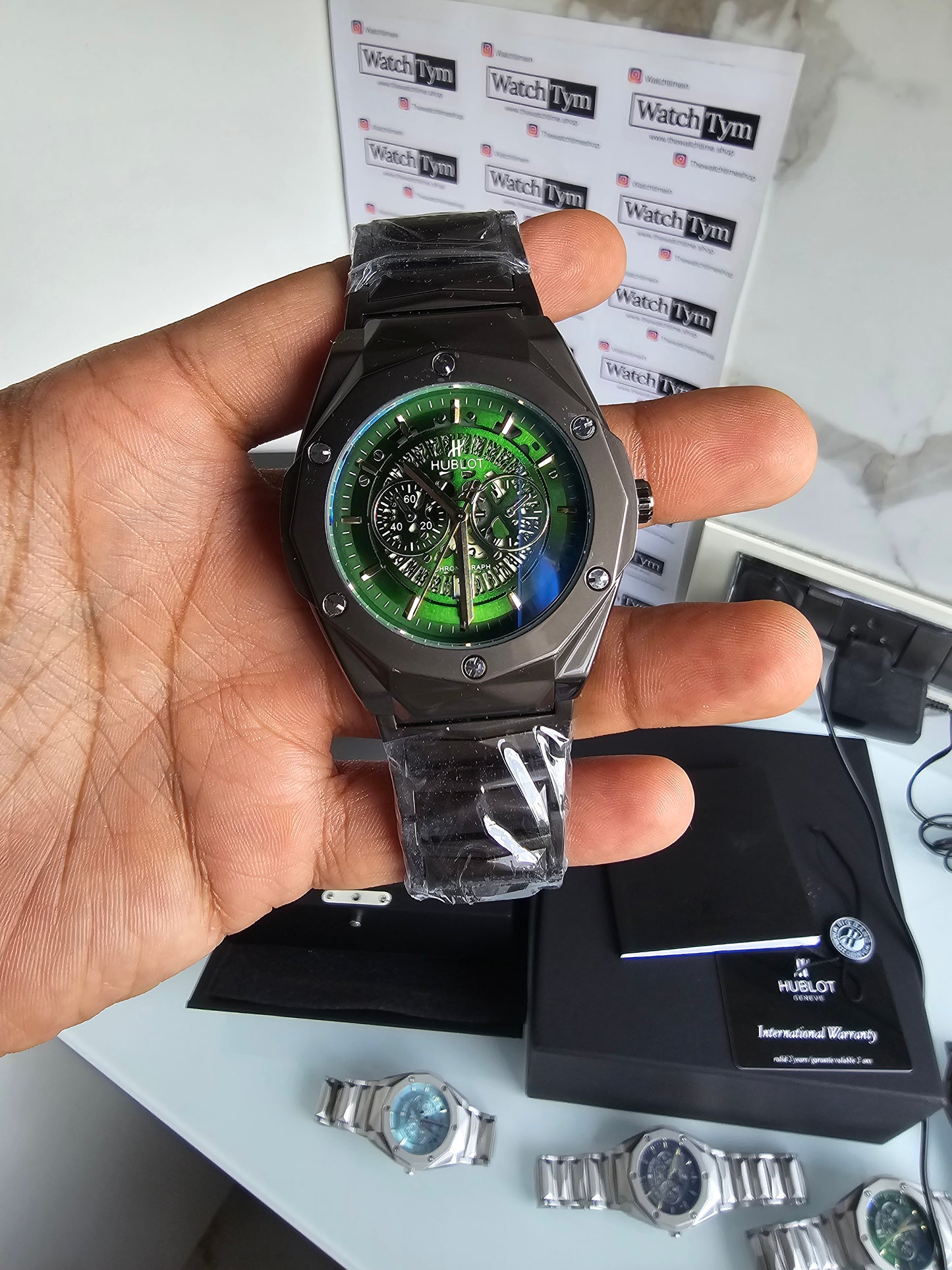 Hublot Stainless steel Diamond cut skeleton watch
