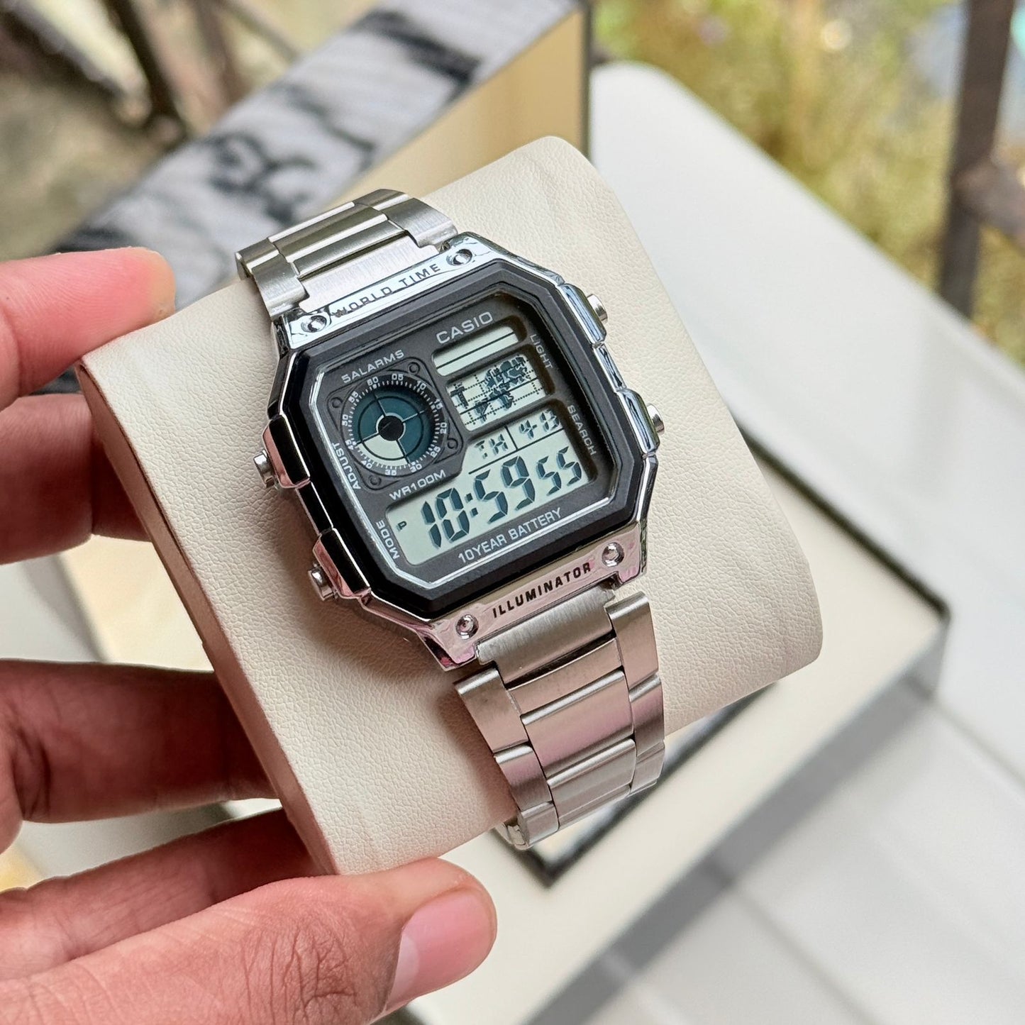 Casio vintage Digital stainless steel strap watch