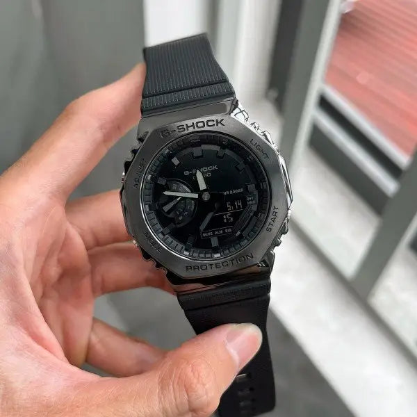 G-shock Gm 2100 Stainless Steel Black Dial Black Strap Watch
