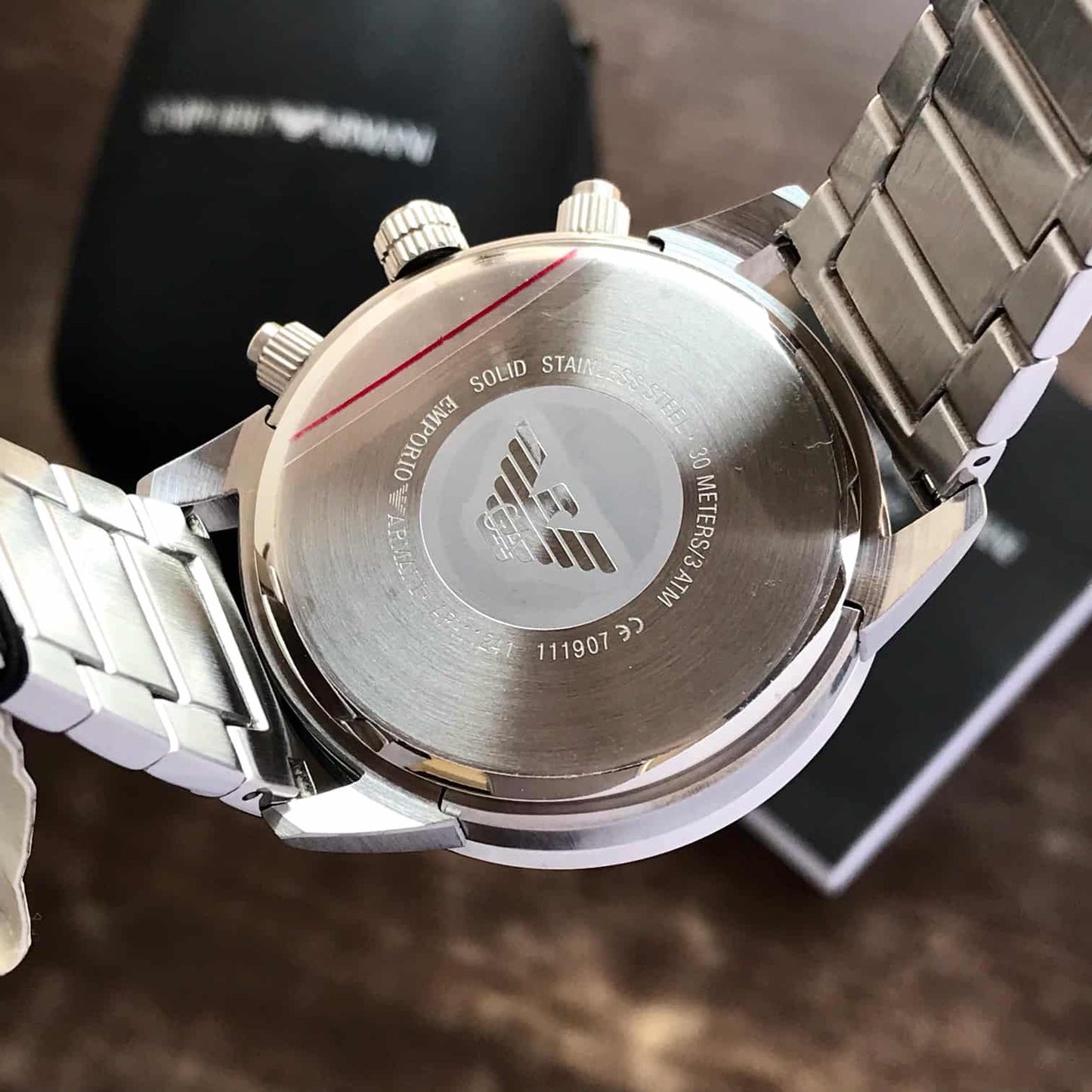 Armani Stainless Steel silver Chronograph Metal watch