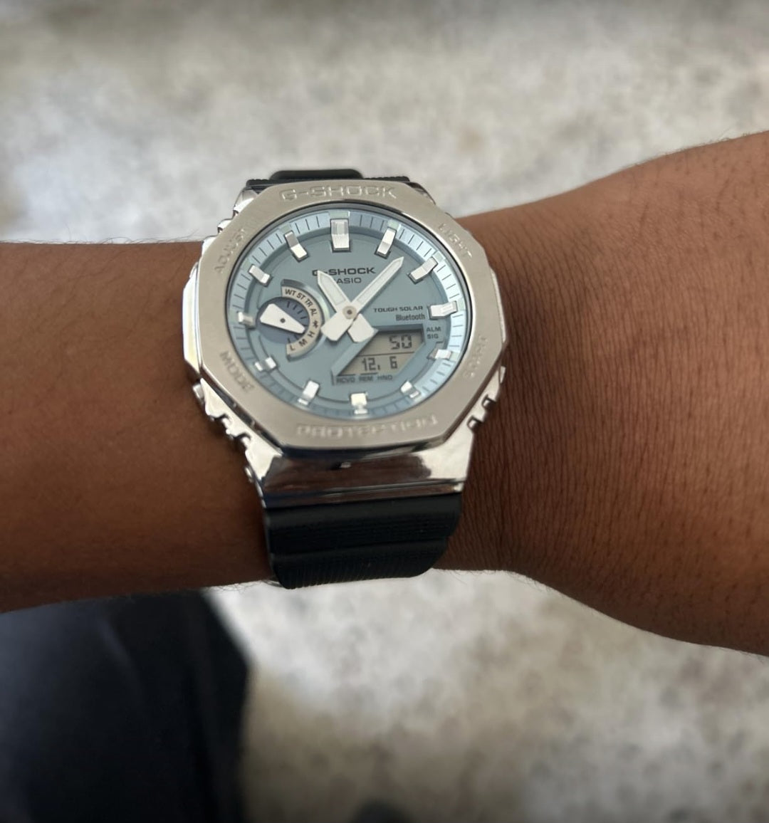 G SHOCK GMB 2100 SILVER TIFFANY BLUE DIAL WATCH