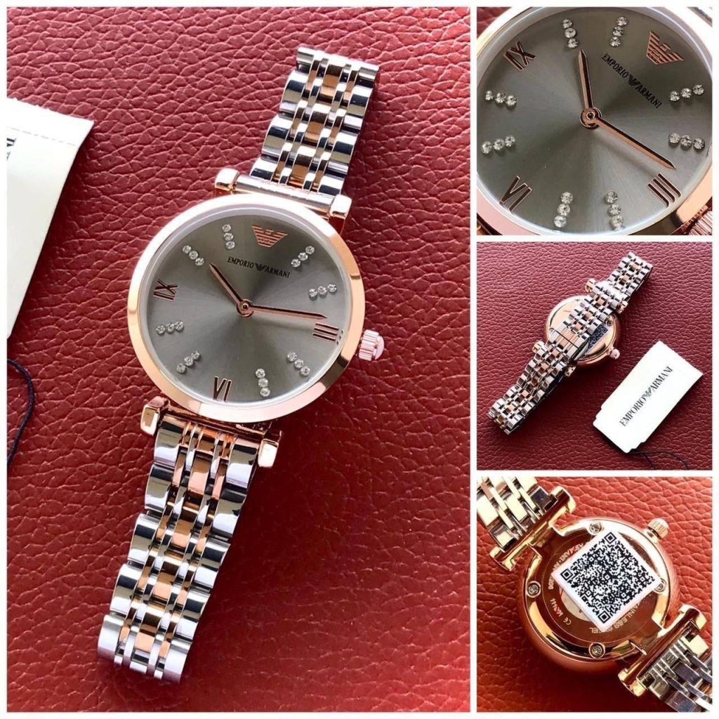 Armani Dualtone Grey Dial Ladies Watch