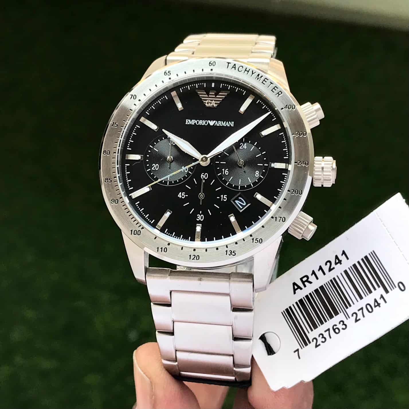 Armani Stainless Steel silver Chronograph Metal watch