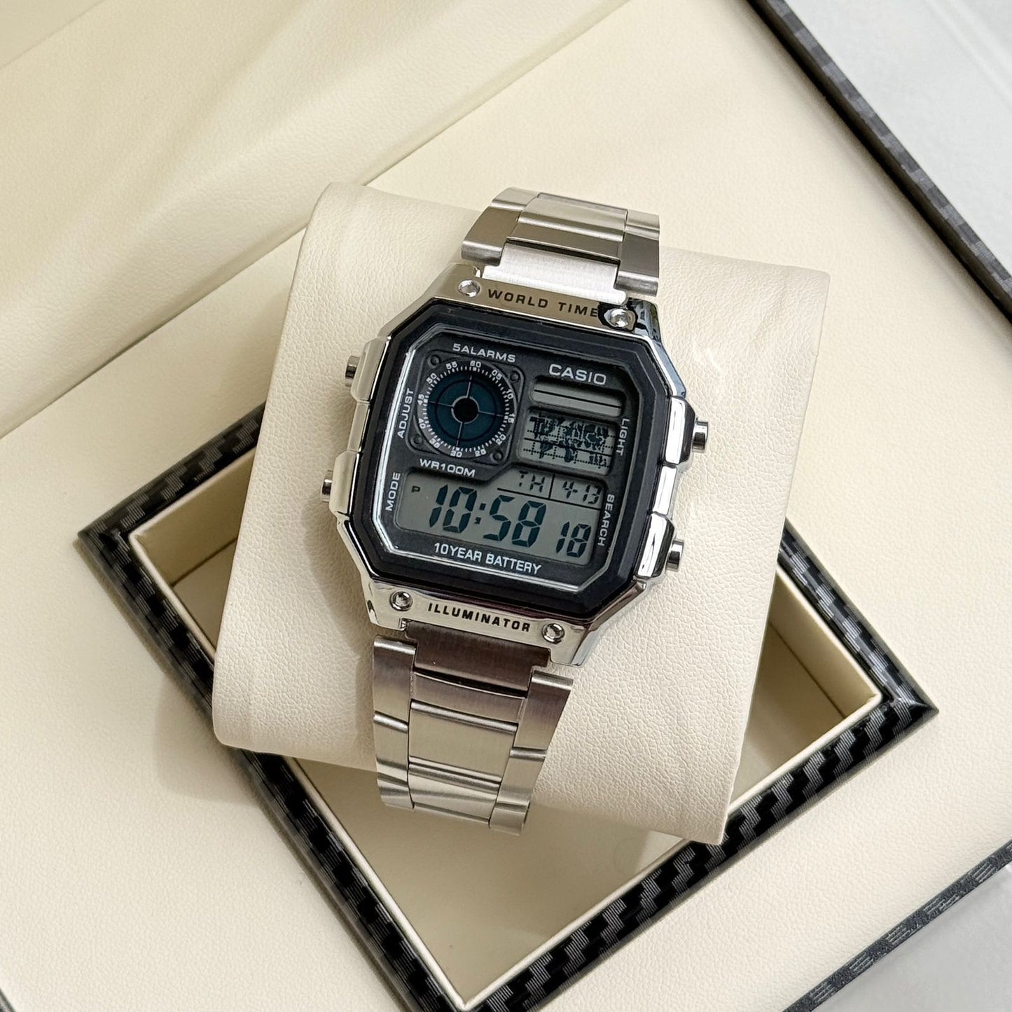 Casio vintage Digital stainless steel strap watch