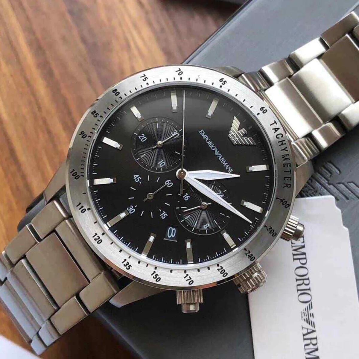 Armani Stainless Steel silver Chronograph Metal watch