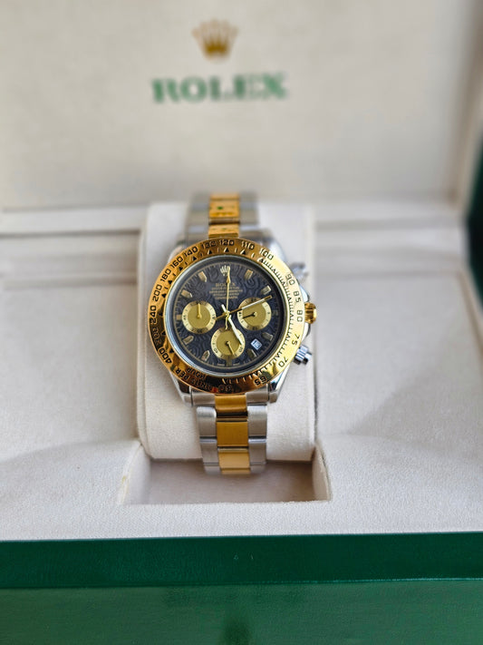 Rolex Daytona gold silver Dual Tone Engraved Watch