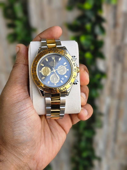 Rolex Daytona gold silver Dual Tone Engraved Watch