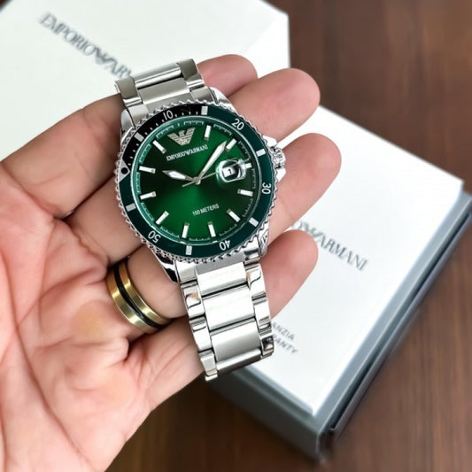 Armani Stainless Steel Green Dial Metal watch