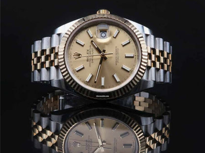 Rolex datejust gold silver gold dial metal watch