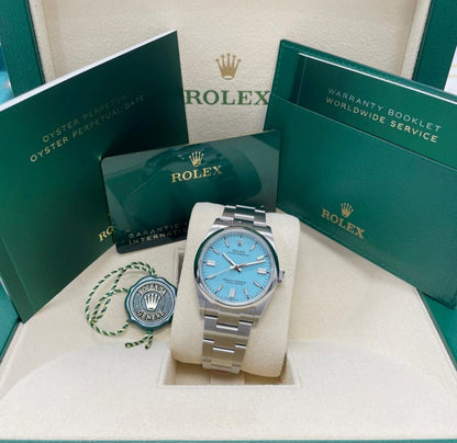 Rolex Tiffany Blue dial Silver metal Belt Watch M S Dhoni