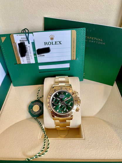 Rolex Daytona Gold Green MS Dhoni Metal Watch