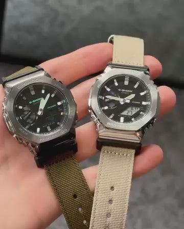 G SHOCK 2100 D SILVER Dial Brown Strap Watch