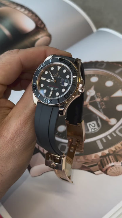 Rolex Yacht master Silicon band Rosegold black Virat kholi watch