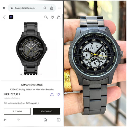Armani Exchange Stainless Steel black Automatic Metal watch