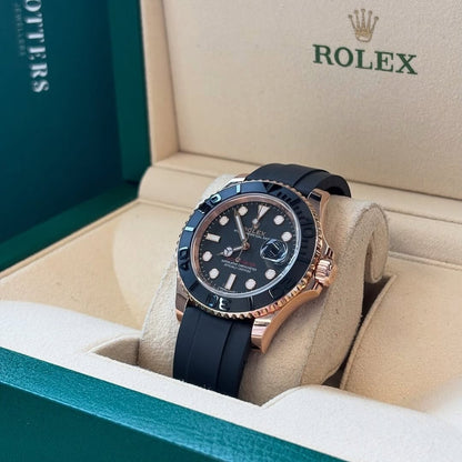 Rolex Yacht master Silicon band Rosegold black Virat kholi watch